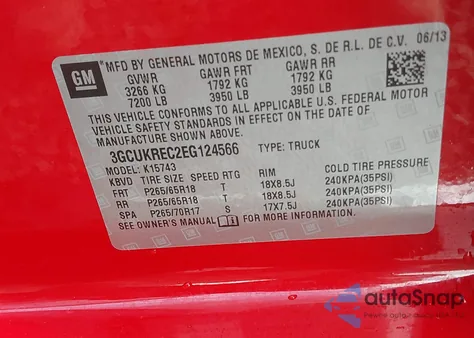 2014 Chevrolet Silverado 1500 2Lt из США, поврежденный, VIN 3GCUKREC2EG124566